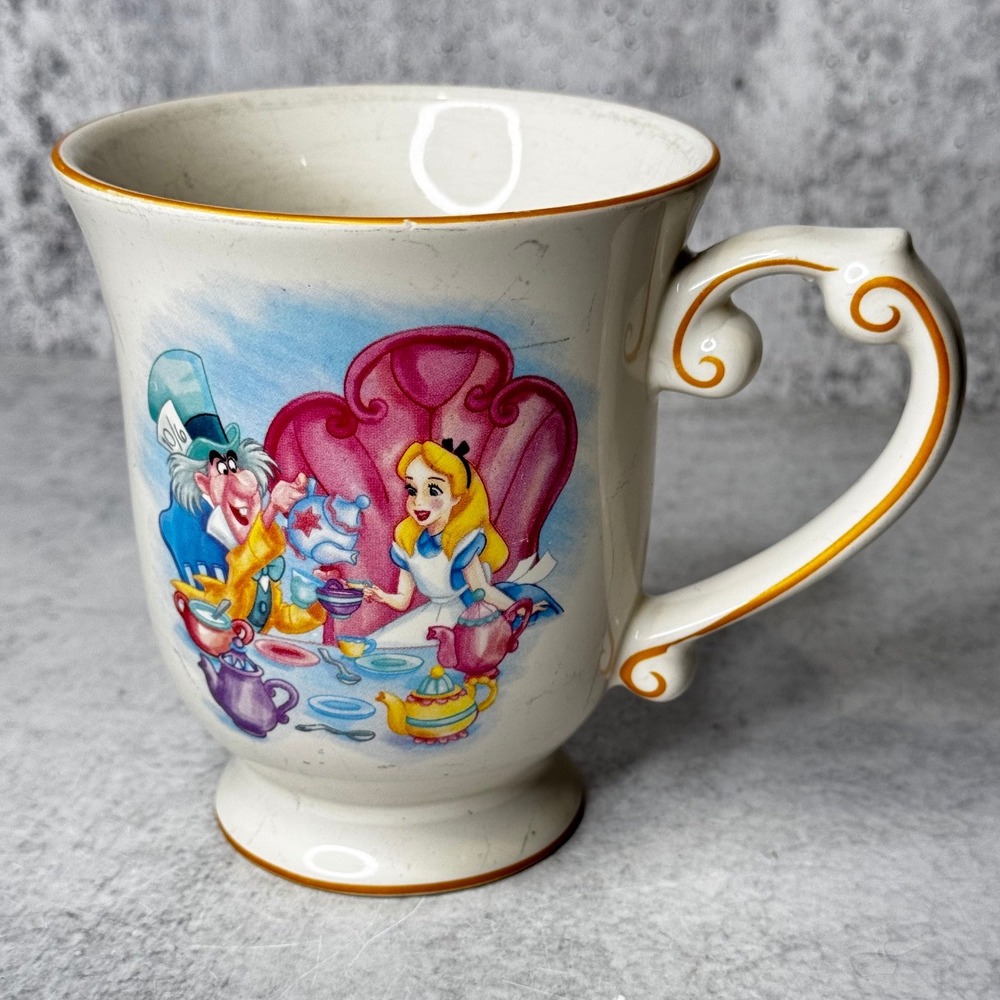 Disney Parks Alice in Wonderland Mad Hatter Tea Party Footed Coffee Mug
